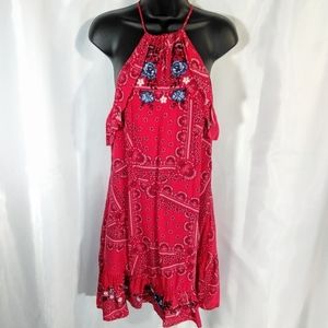Bandanna print halter dress